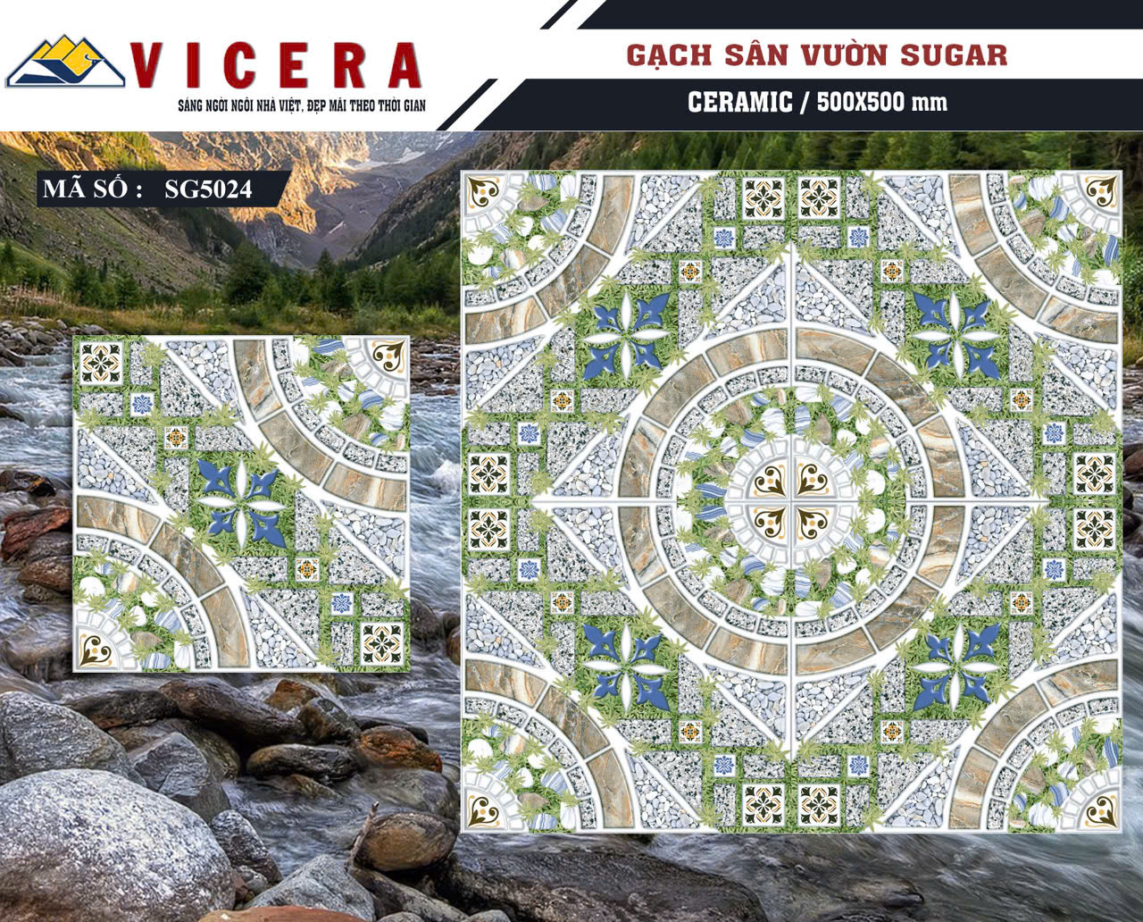 Gạch sân vườn 50x50cm VICERA-4355